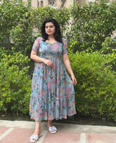Floral grey midi